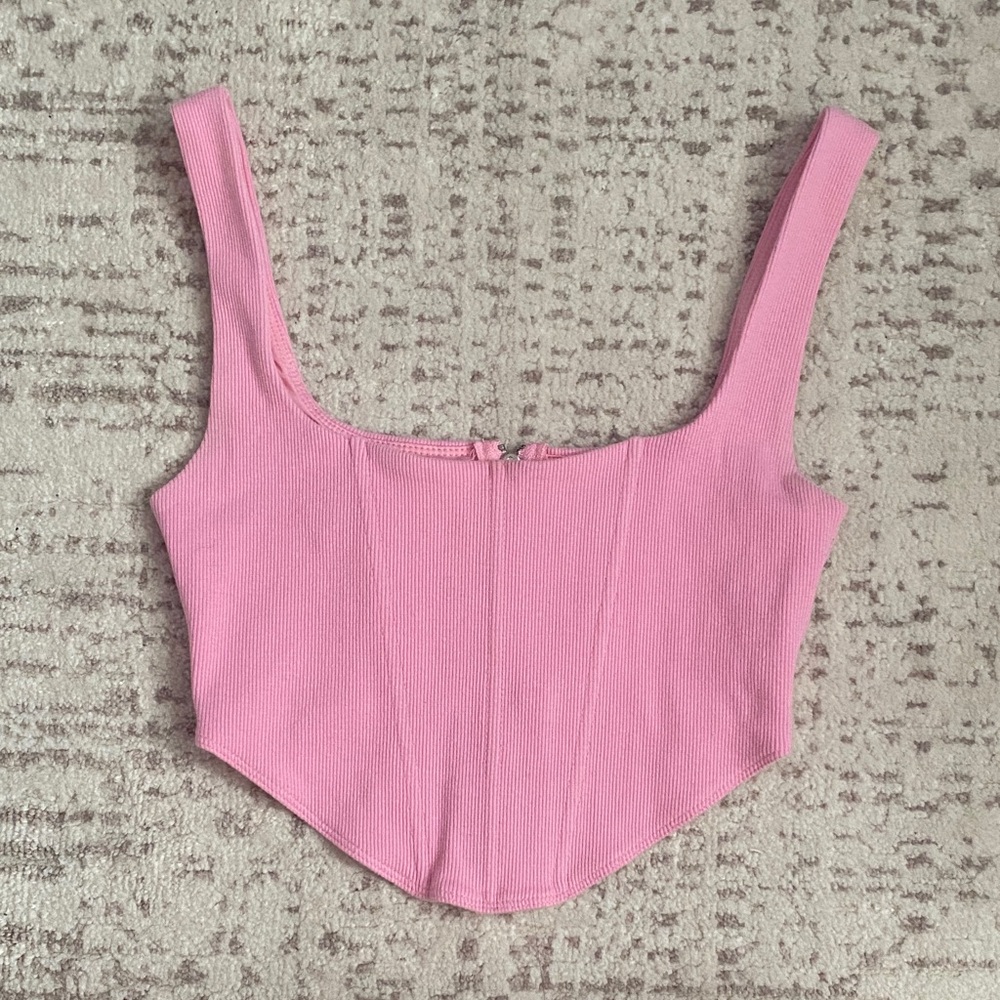 Ribbed Zip Up Corset Top